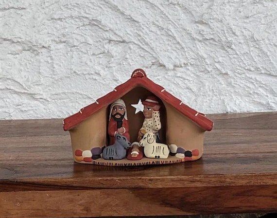 ヴィンテージ ペルー製 手作り陶器 キリスト降誕シーン、クリスマス