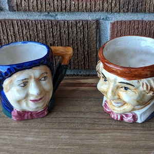 Vintage Character Style Cups - Set of 2, Made in Occupied Japan, Toby Style, Espresso Cups, Collector's Mugs