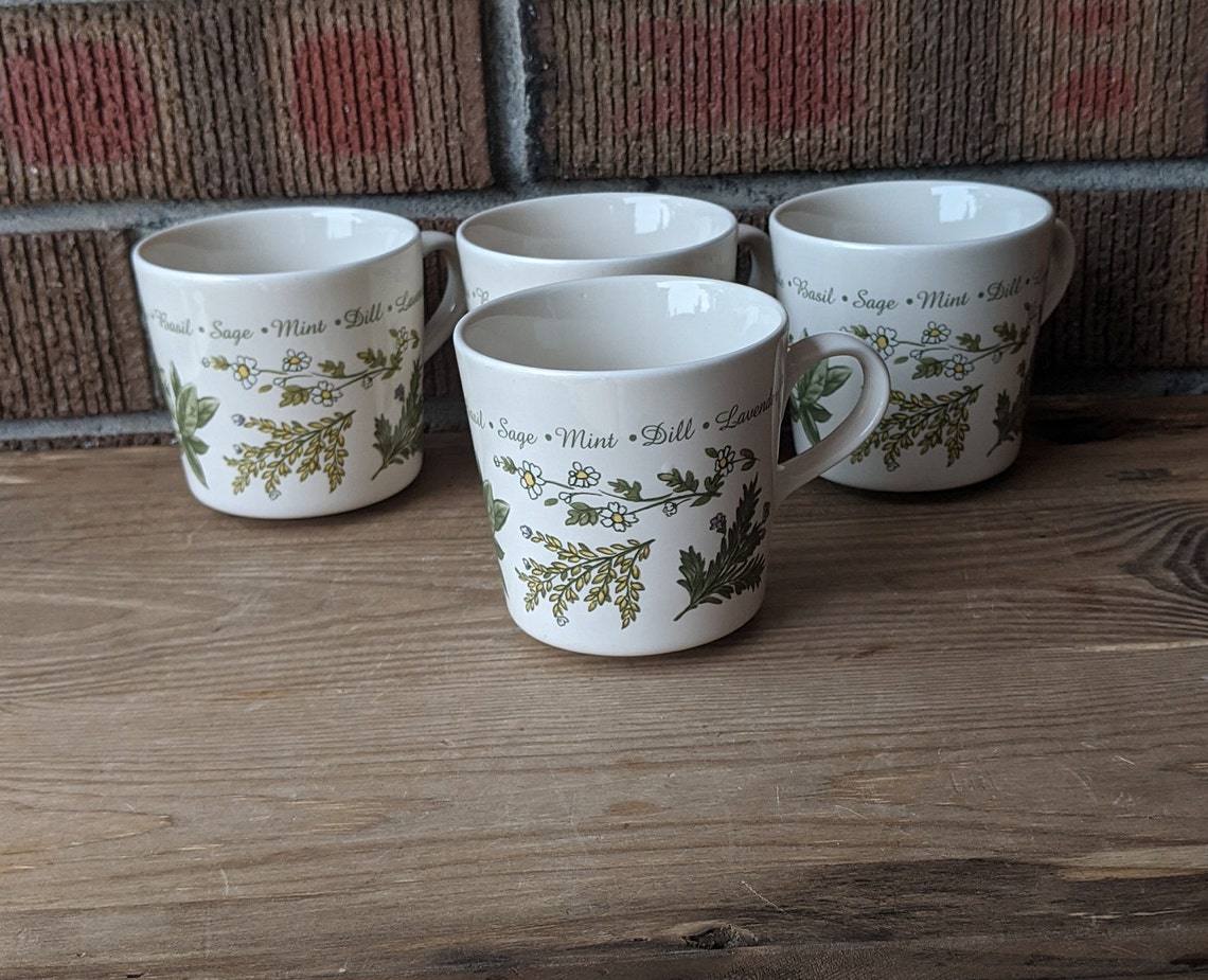 Corelle Coordinates Set of 4 Coffee Mugs Thymeless Herbs Etsy