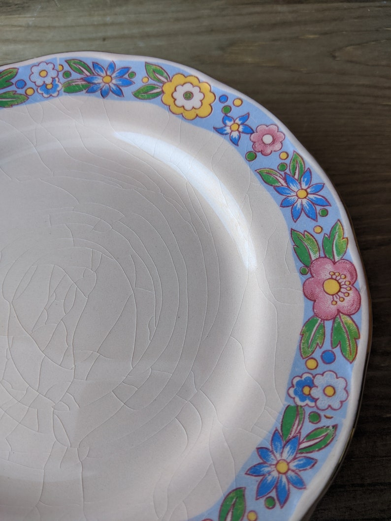1950s Made in England Mid Century Plates Petalware Grindley England Peach Petal with Floral Border and Gilding Set of 5 Side Plates