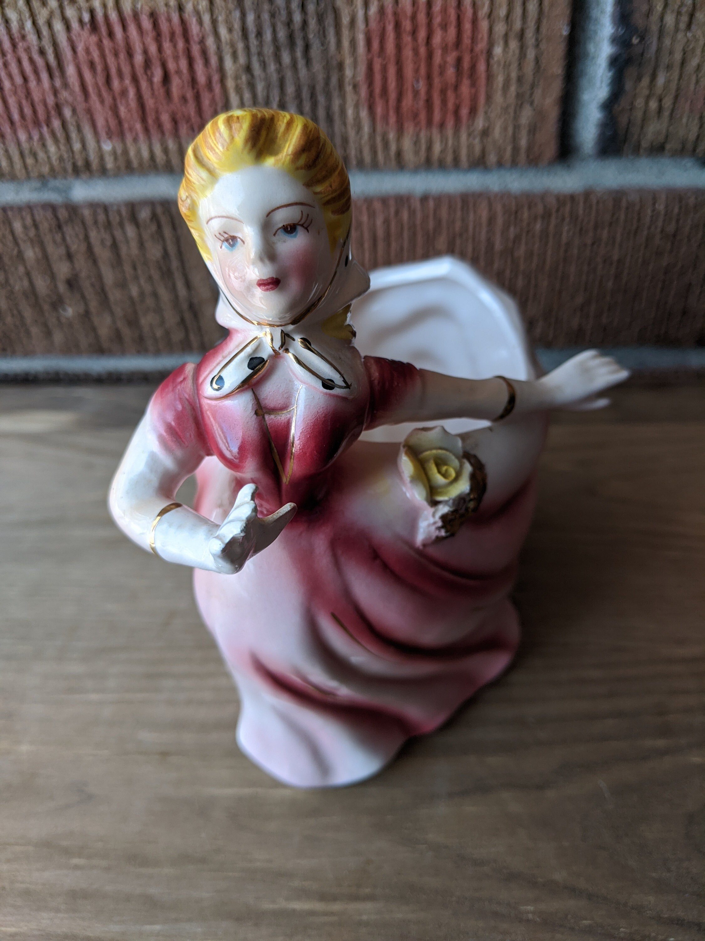 Vintage Victorian Lady Planter, ESD Japan, Hand Painted Planter