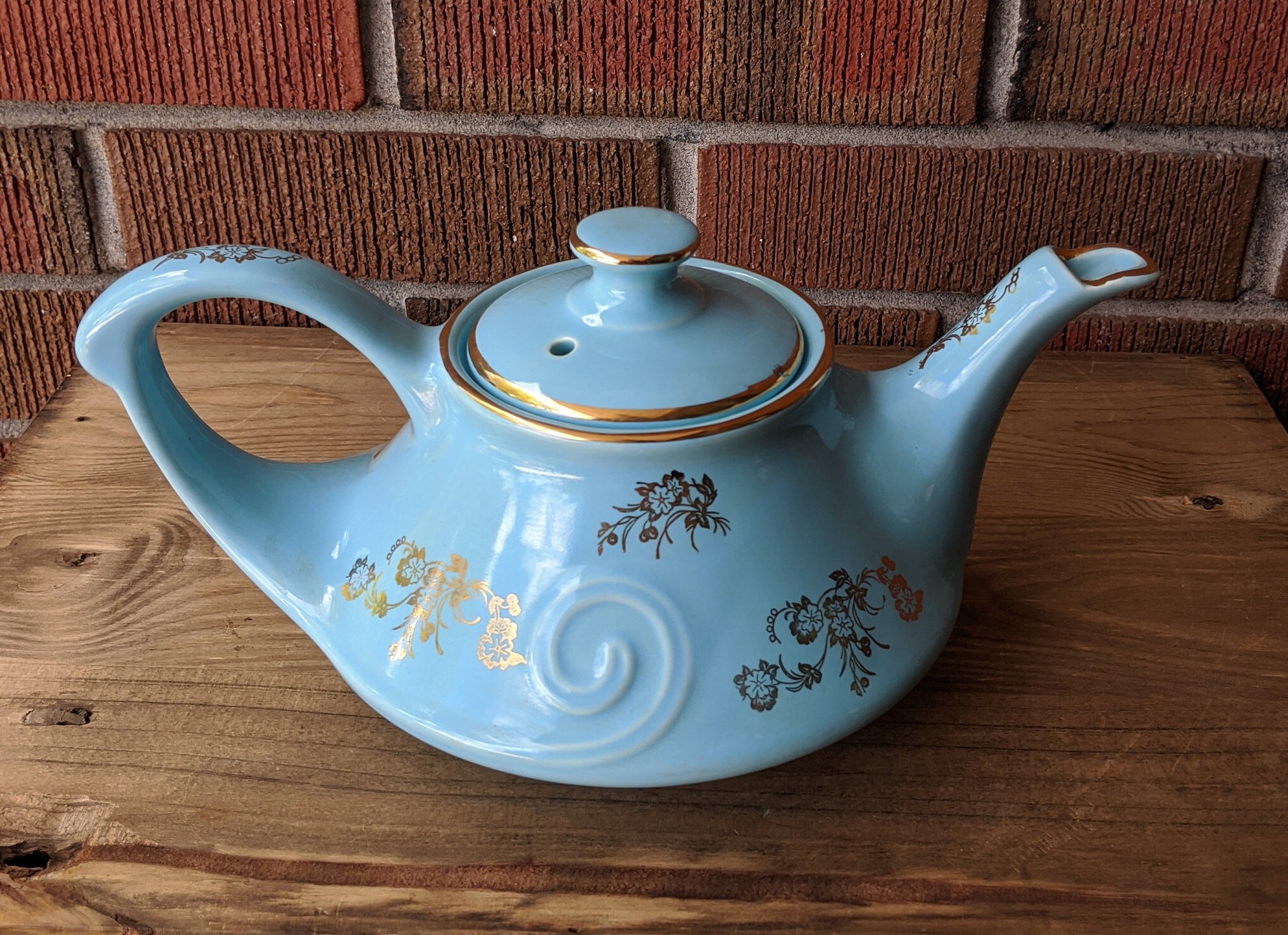 Mid Century Genie Style Teapot Sugar Bowl and Creamer Blue Etsy Canada