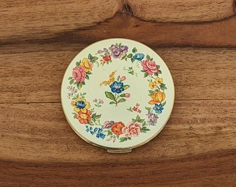 Stratton Compact vintage, motif floral émaillé, poudre et miroir, fabriqué en Angleterre, 1960