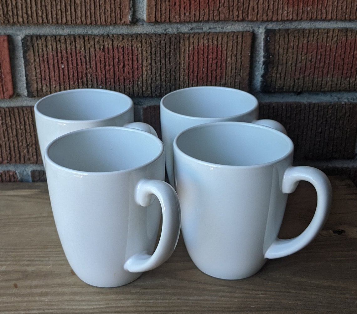 Corelle White Coffee Mugs Set of 4 Corelle Coordinates Etsy
