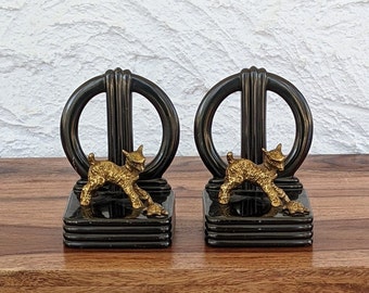 Antique Pair of Art Deco Metal Bookends, Bronze Lamb with Turtle, W.H. Co, 1920s