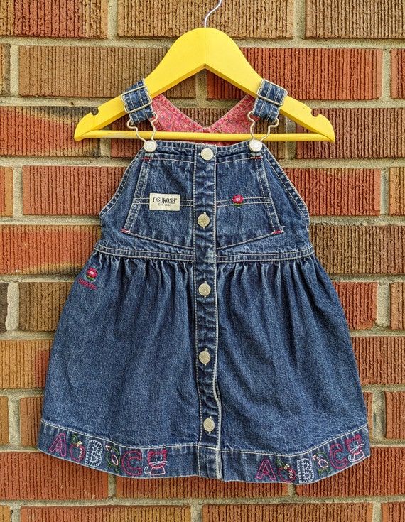 oshkosh denim dress 6m OshKosh denim floral overall dress