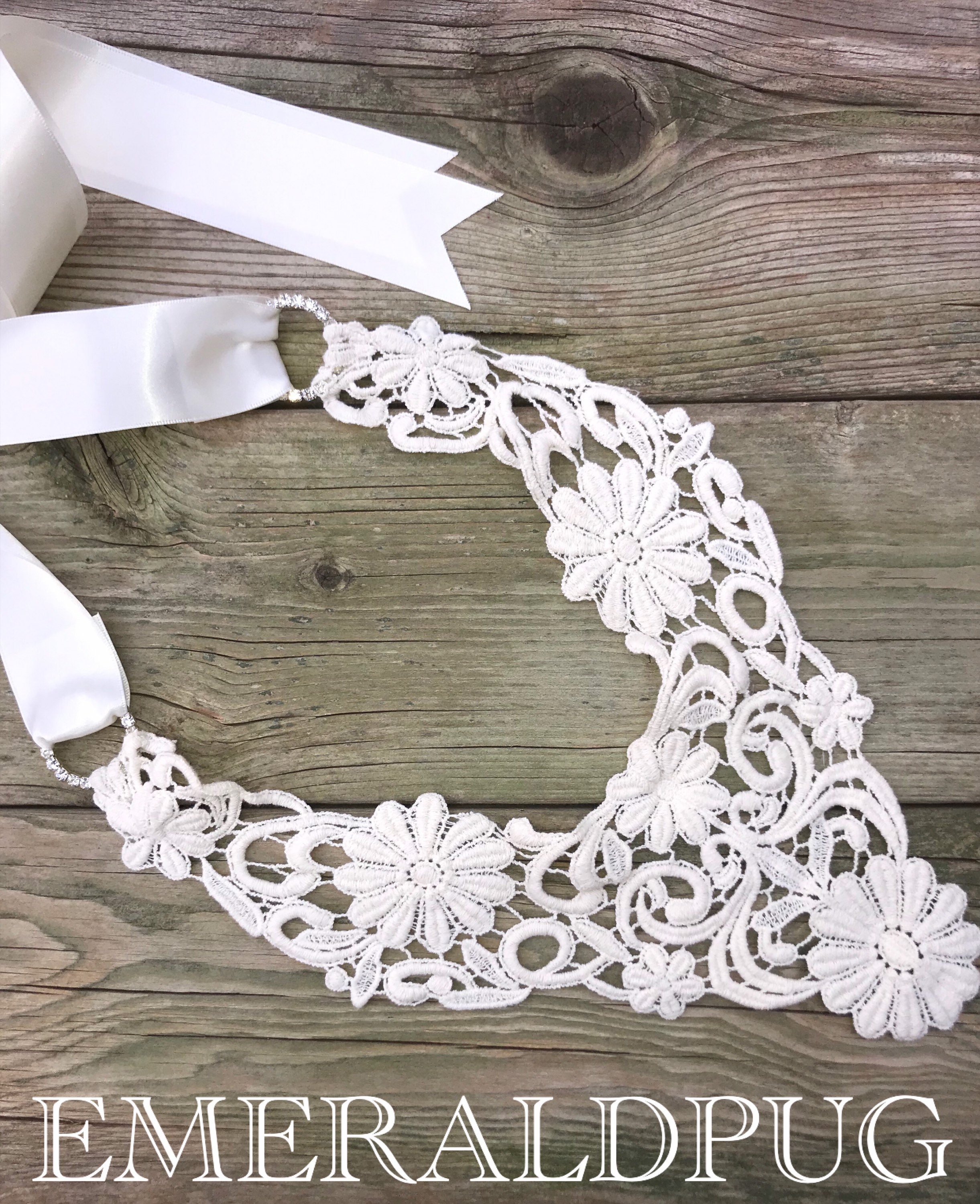 Custom Ivory Wedding Bandana With Satin Bow Tie Wedding Dog Etsy