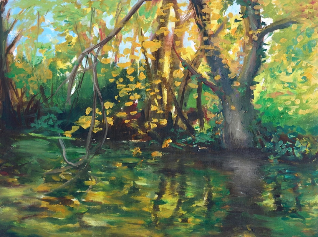 Original Plein Air Landscape Oil Painting, Modern Autumn