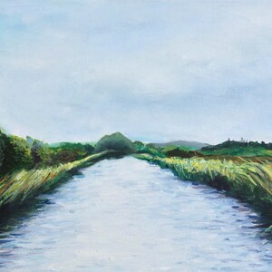Original plein air landscape oil painting, Modern lake landscape, Impressionist art, Ham Wall - Sanctuary by Becky Clifton