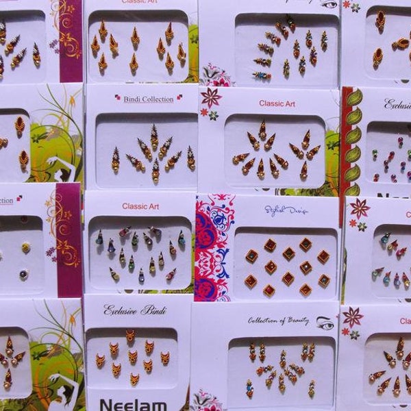 5, 15, 30 bindi packets Bollywood Tika Tikka BINDIS / Temporary Tattos, Temporary tattoos, Bindi Jewelry forehead tikka Gems