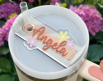 Blumen Tumbler Tag, Tumbler Namensschild, personalisierte Tumble Topper, Namensschild, Tasse Namensschild, Floral Tumbler Namensschild, Geschenk für Freundin