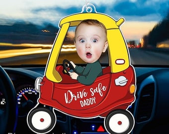 Custom Car Photo Ornament, Drive Safe Daddy Car Hanger, Drive Safe Daddy, Car Decor, Gift for Dad, Drive Safe, Car Ornament, Daddy Gifts