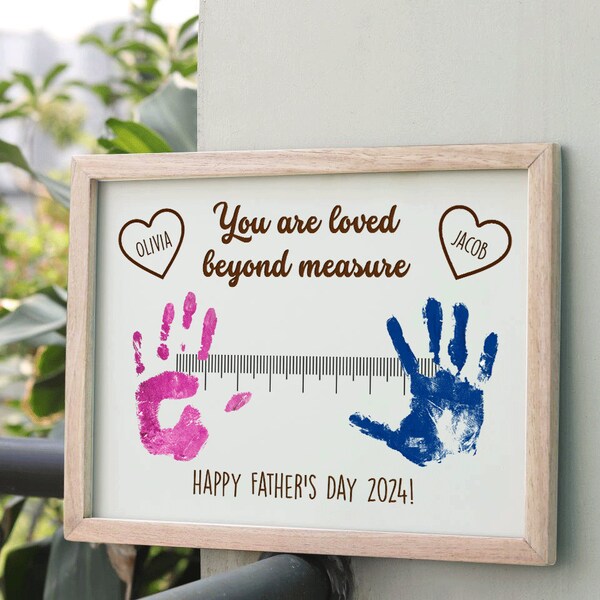 Custom Father's Day Gift, Handprint Kid, Best Dad Ever, Hands Down Sign, DIY Handprint Sign, Perfect Present for Dad, Papa, Daddy, Grandpa
