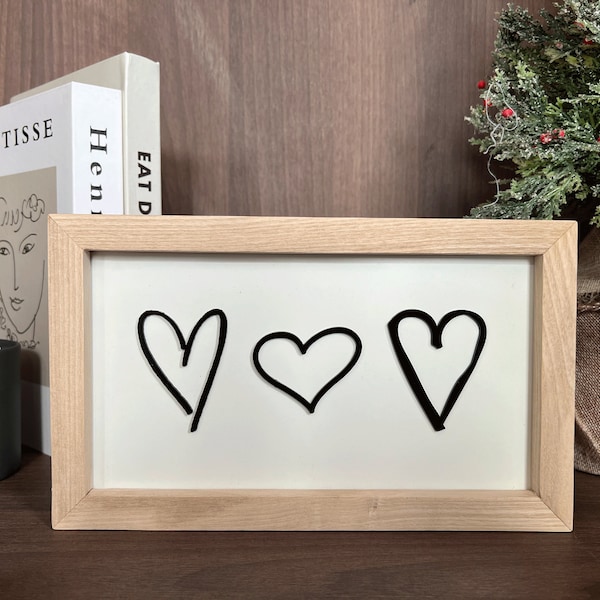 Panneau coeur manuscrit 3D, panneau personnalisé dessiné à la main, panneau de dessin pour enfants, panneau en bois naturel, cadre de dessin à la main réel, souvenir de famille