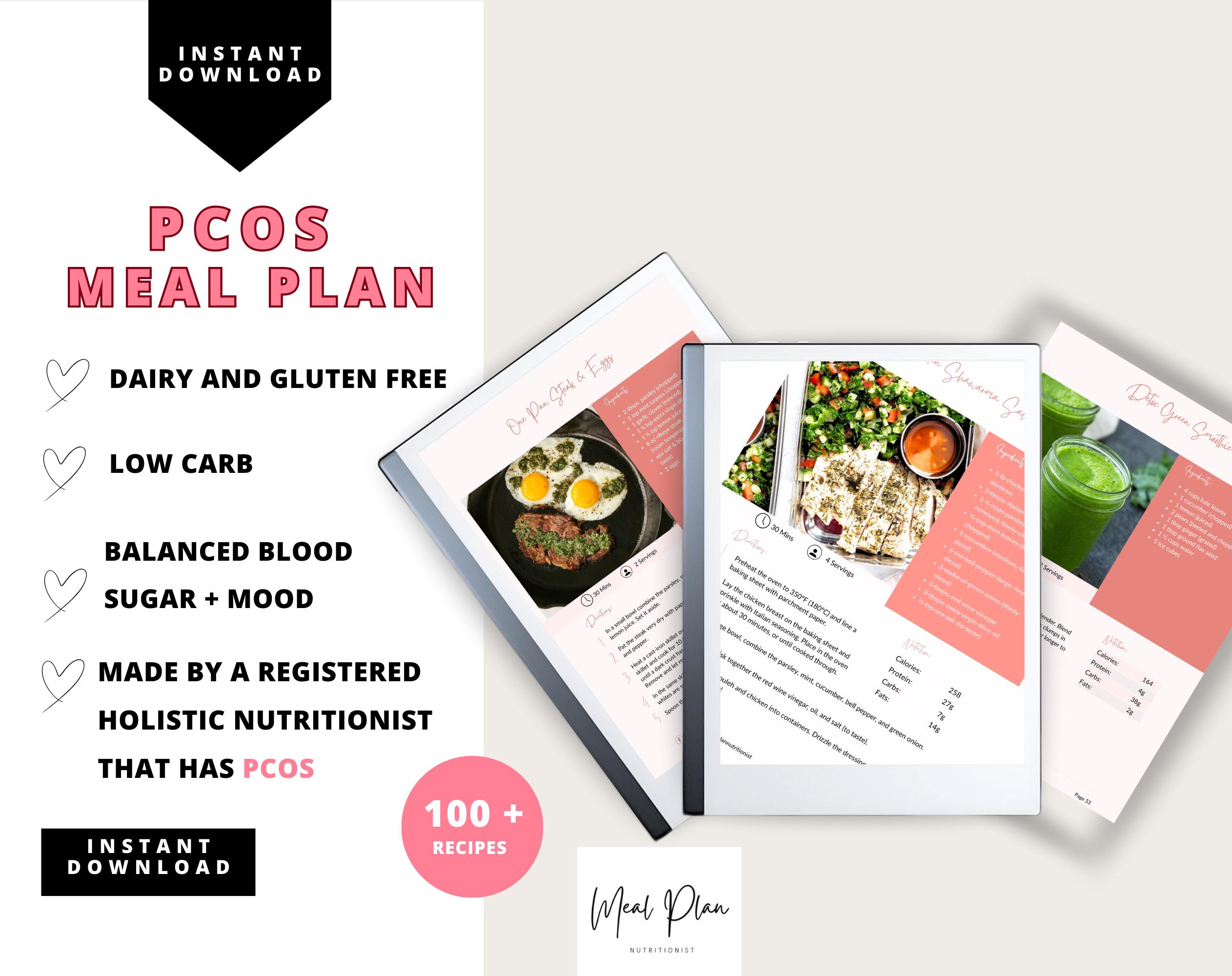 PCOS meal plan, Recipe Book, Pcos Diet Plan, Pcos Cookbook, gluten free recipes, Dairy free,Keto pcos diet,Low carb, Pcos grocery list