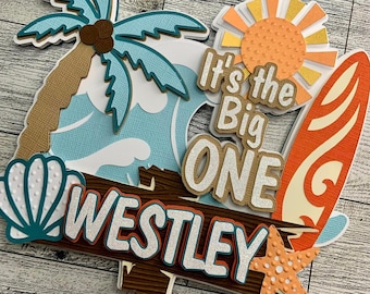 Surfing Cake Topper, The Big One Cake Topper, Summer Cake Topper, Surfs Up Theme The Big ONE