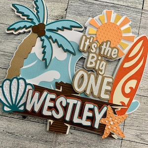 Surfing Cake Topper, The Big One Cake Topper, Summer Cake Topper, Surfs Up Theme The Big ONE