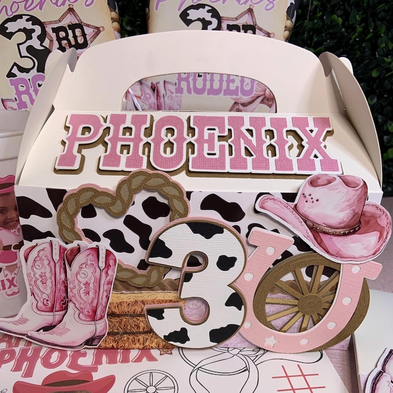 Pink Rodeo Theme Gable Box First Rodeo Treat Boxes, Rodeo Party Boxes, Cowgirl Theme Treat Boxes ...