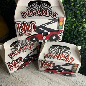Race Car Party Boxes, Two Fast Party Boxes, Speedy Car Party Boxes, Fast Four Party Boxes