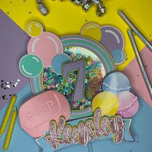 Bubble Party, Bubble Party Cake Topper, Bubbles Party Badebombe Tortendeko Seife Thema Cake Topper Bubblebath Tortendeko