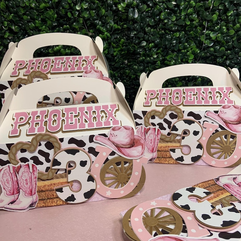 Pink Rodeo Theme Gable Box First Rodeo Treat Boxes, Rodeo Party Boxes, Cowgirl Theme Treat Boxes ...
