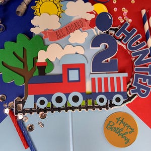 Train Cake Topper, Choo Choo Three, Train Party Cake Topper