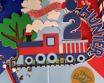 Train Cake Topper, Choo Choo Three, Train Party Cake Topper
