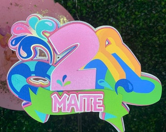 Pool Party Cake Topper/ Waterpark Cake topper, Summer theme cake topper