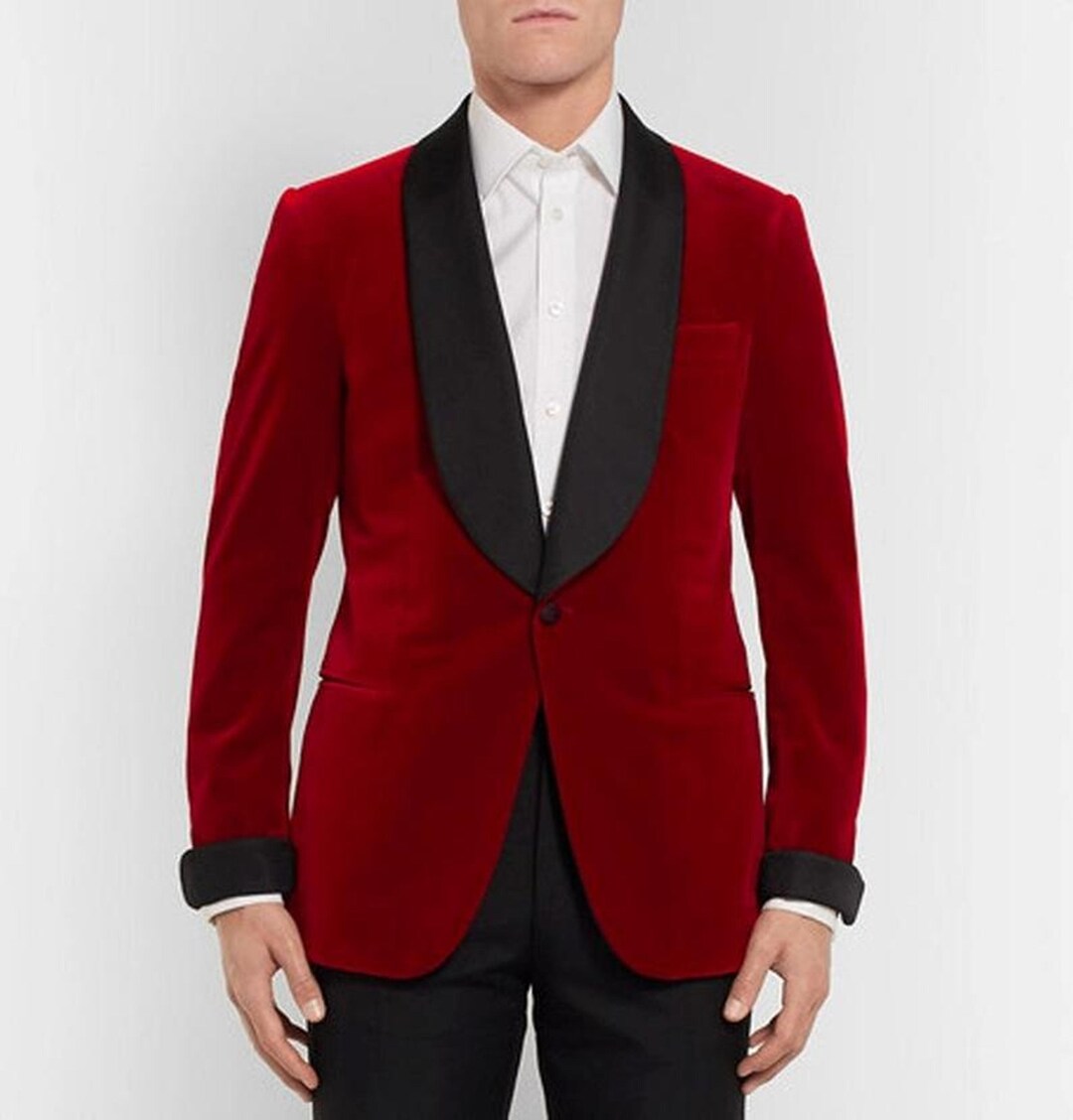 Mens Tuxedo Jacket Red Velvet Blazer Jacket Slim Fit Blazer 1 Etsy