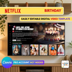 Película de CUMPLEAÑOS / Video personalizado editable inspirado en Netflix - Regalo digital único para tu ser querido / Plantilla fácil de arrastrar y soltar