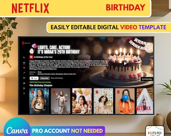 BIRTHDAY Movie | Editable Netflix-Inspired Personalised Video - Unique Digital Gift for your Loved one | Easy Drag & Drop Template