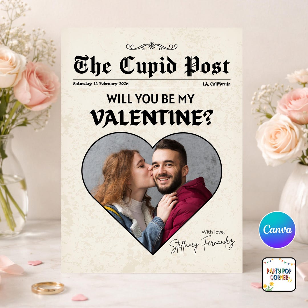Personalized Valentine's Day Newspaper Template, Editable Cupid ...