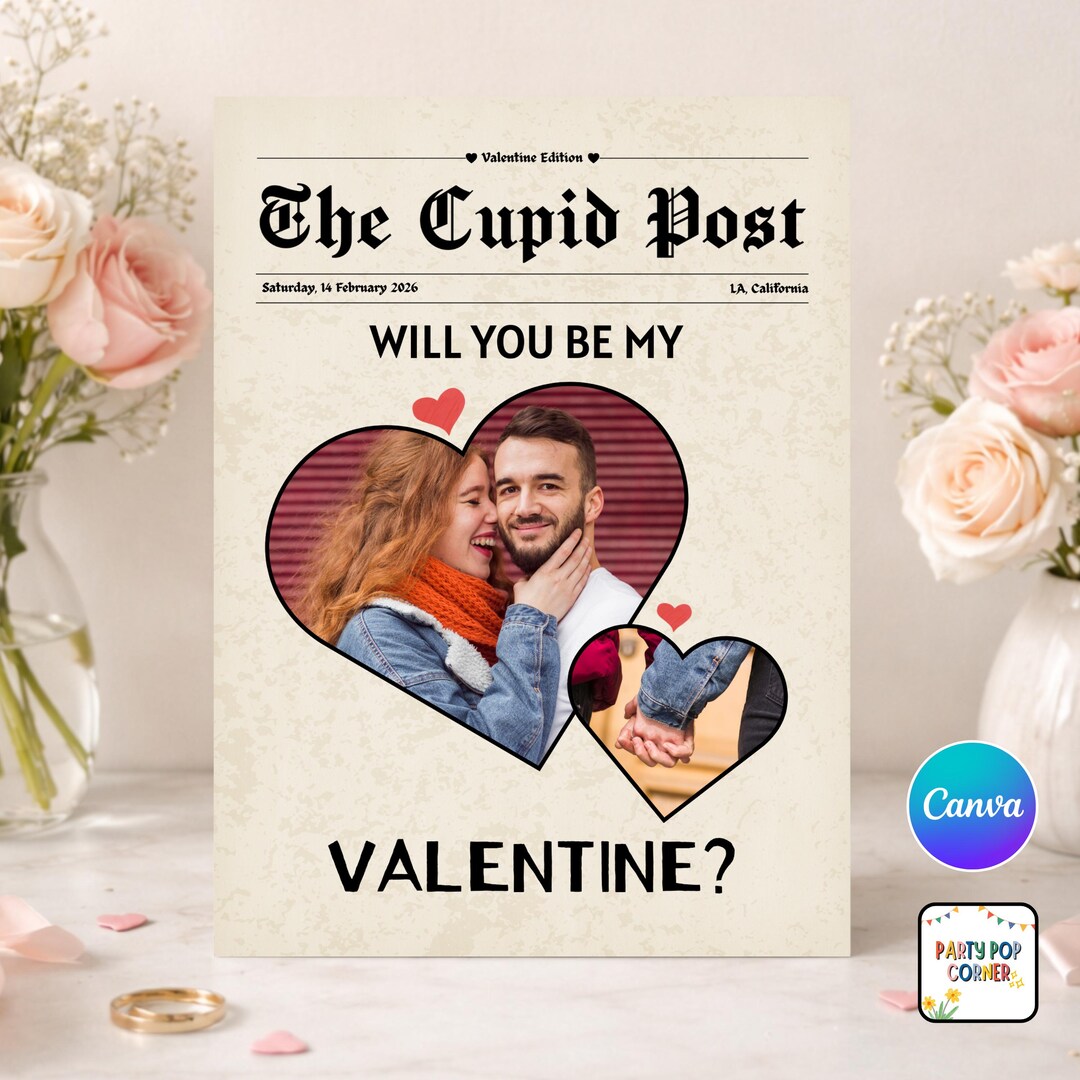 Editable Cupid Newspaper Valentine's Day Poster (digital Download ...