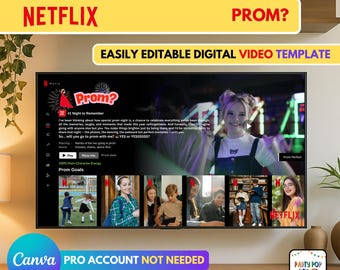 PROM Movie | Editable Netflix-Inspired Personalised Will You Go to Prom With Me? Video-Unique Digital Prom Movie | Easy Drag & Drop Template
