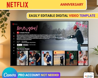 ANNIVERSARY Movie | Editable Netflix-Inspired Personalised Video - Unique Digital Gift for your Loved one | Easy Drag & Drop Template