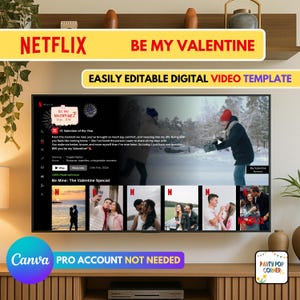 Película de San Valentín / Video personalizado editable &quot;¿Quieres ser mi Valentín?&quot; inspirado en Netflix - Regalo digital único / Plantilla fácil de arrastrar y soltar