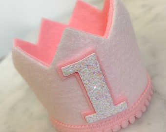 Cake smash crown, baby birthday crown, 1st birthday hat, 2nd 3rd 4th birthday, pink crown, white crown, 1st birthday party, girls cakesmash