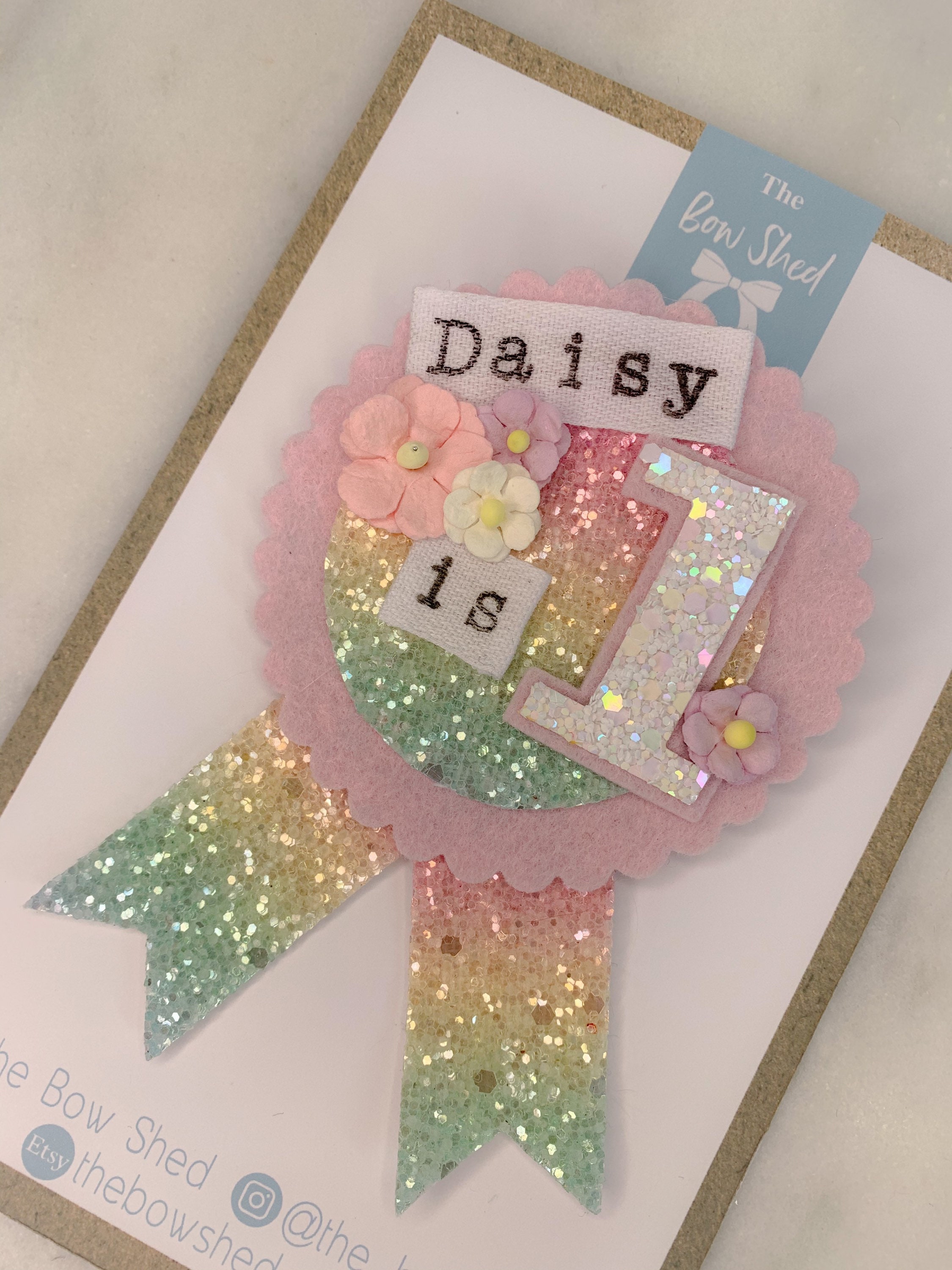 Rainbow Badge, Rainbow Rosette, Birthday Badge, Pastel Rainbow - Etsy UK