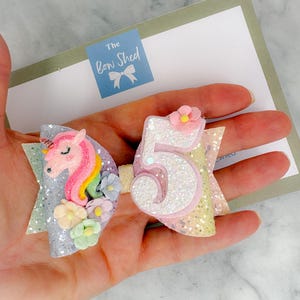 Unicorn hair bow, birthday bow, unicorn headband, rainbow bow, unicorn hair clip, unicorn party, glitter hair bow, 3rd, 4th, 5th, 6th, 7th,