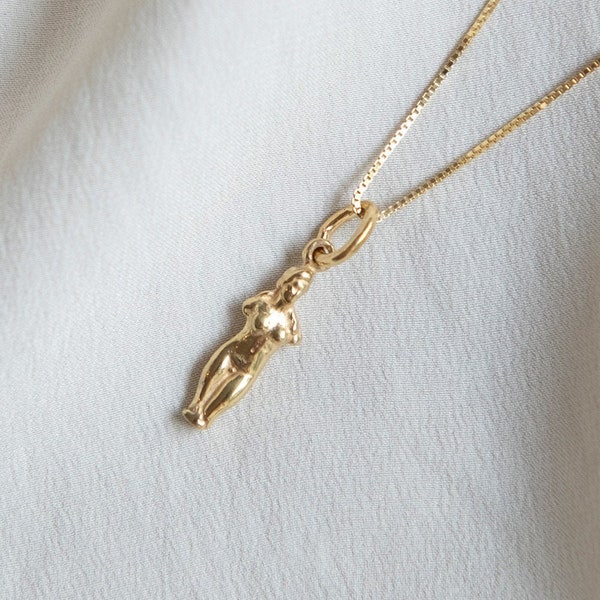 Aphrodite Small Necklace Gold, Greek Goddess Jewelry, Venus Necklace, 24k Gold Plated Pendant, Layered Jewelry, Goddess Of Love Necklace