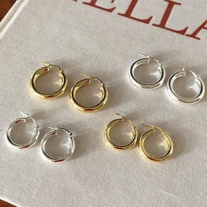 Large Chunky Hoop Earrings, Silver Wide Hoops, Simple Earrings Women's, Minimalist Jewelry, Sterling Silver Earrings, Gift For Her image 5
