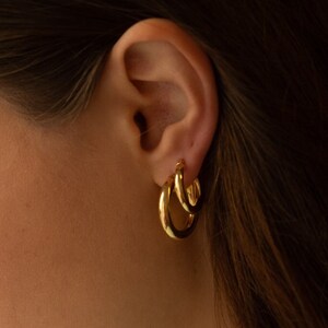 Large Chunky Hoop Earrings, Silver Wide Hoops, Simple Earrings Women's, Minimalist Jewelry, Sterling Silver Earrings, Gift For Her image 3