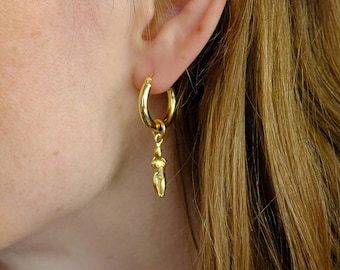 Aphrodite Earrings, Greek Goddess Jewelry, Statement Earrings, Thick Hoops With Pendant, Handmade Gold Plated Earrings, Aphrodite Jewelry