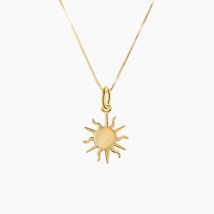 Zon ketting goud, 24k vergulde hanger ketting, gelaagde sieraden, gouden zon ketting, cadeau voor haar afbeelding 5