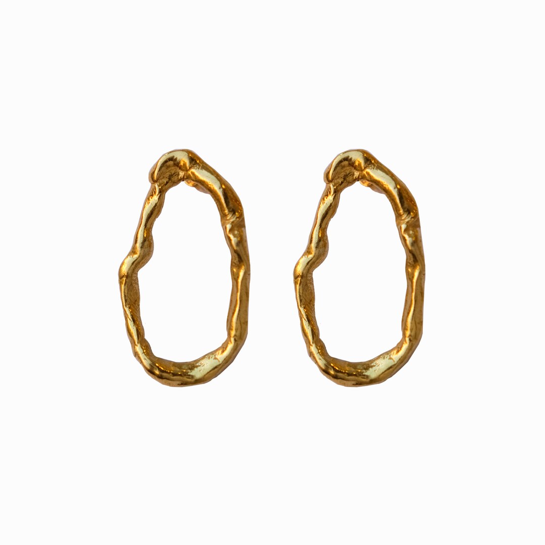 Irregular Hoop Earrings, Organic Shape Jewelry, Gold Earrings Women ...