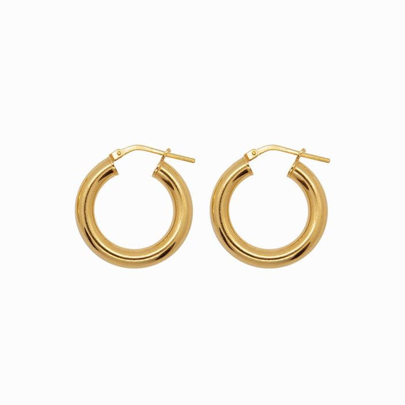 Large Chunky Hoop Earrings, Silver Wide Hoops, Simple Earrings Women's, Minimalist Jewelry, Sterling Silver Earrings, Gift For Her Gold