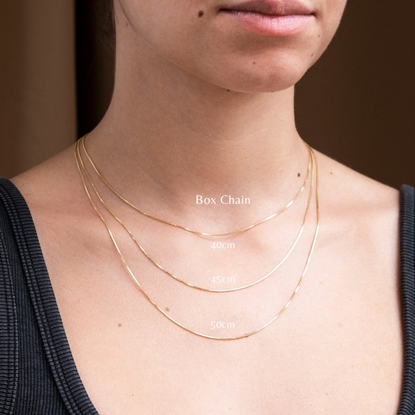 Gold or Silver Chain Necklace, Box or Link Chain, 24K Gold Plated Chain With Eyelet Clasp