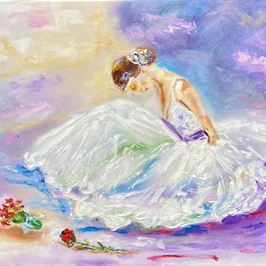 Ballerina Painting Original Artwork Ballerina Wall Art Ballet Painting Dancer Painting Art on Sale Painting on Canvas by Larissa Belyak