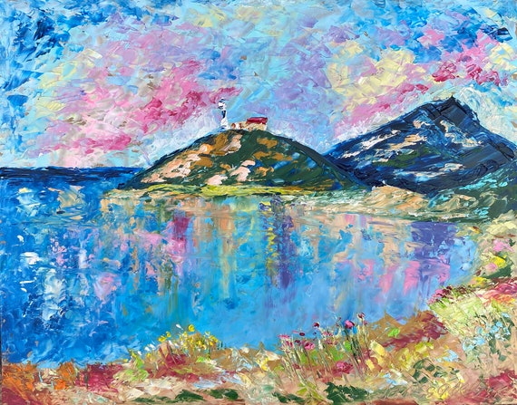 Hawaii Painting Original Wall Art Seascape Artwork Seascape Wall Art Impasto Painting on Panel 11x14 Bright Wall Painting by Larissa Belyak