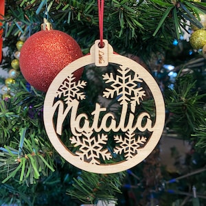 Personalized name Christmas Ornaments, Holiday ornament with name, Gifts, Wooden Ornaments, laser cut, Personalized name, natural wood color